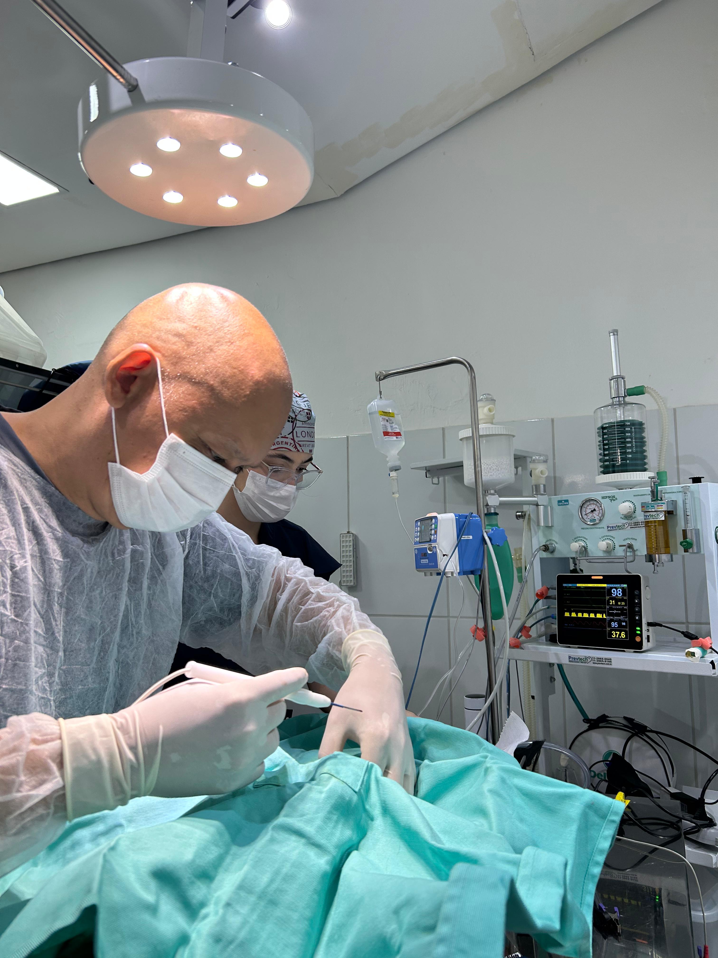 Procedimento cirúrgico veterinário com equipe e monitoramento em Cuiabá